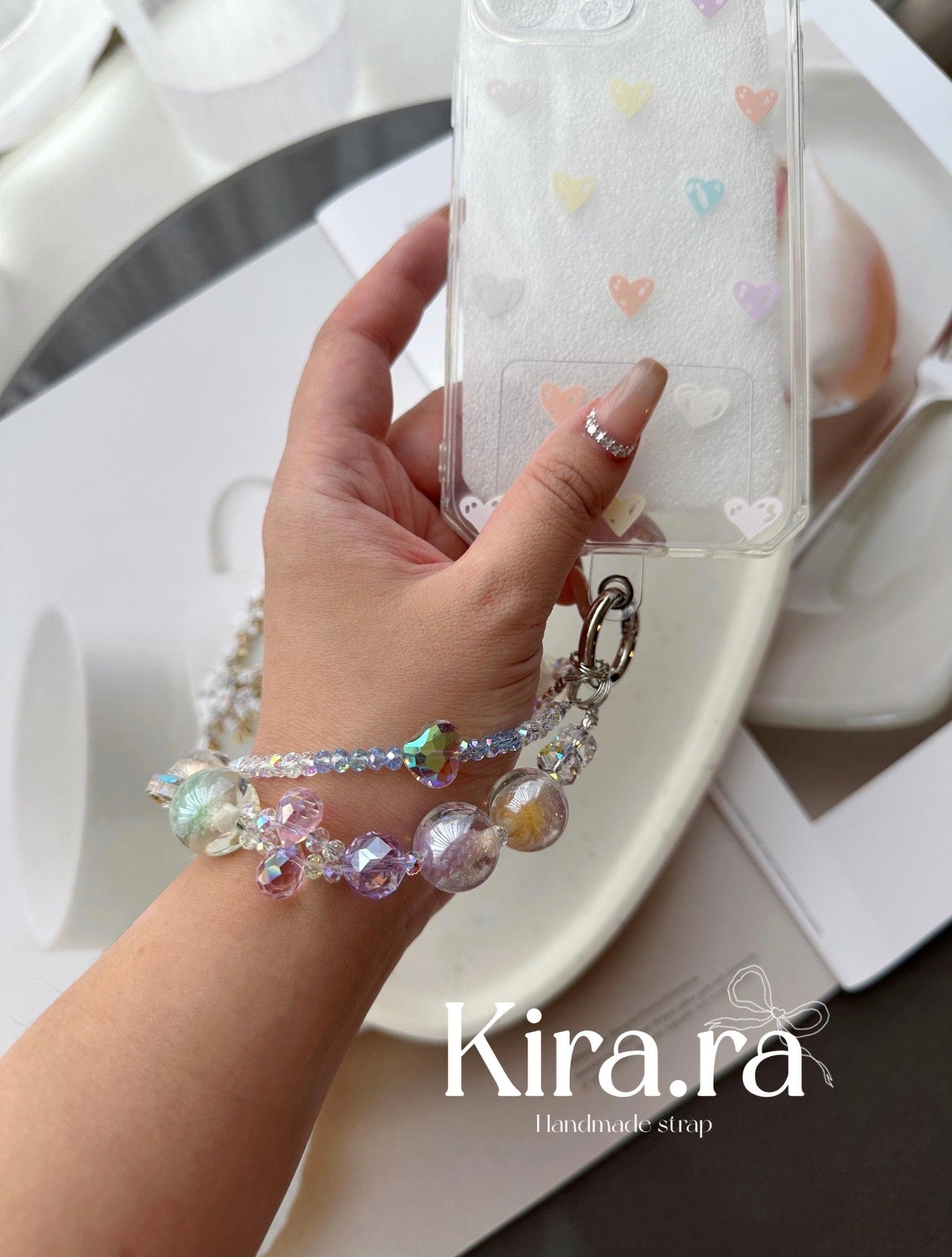 Christmas tree Pastel Crystal beads |Handmade Phone Strap|Kira.ra