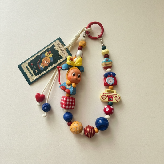 Retro Storybook Beaded Bag Charm | Custom Art Figure | Vintage Kawaii Keychain