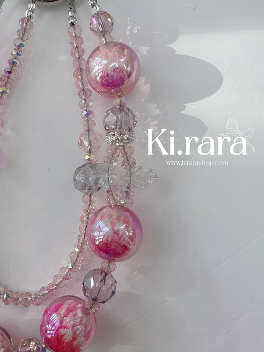 Pink Bloom Crystal Charm Strap
