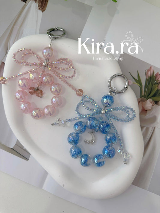 Handmade Beaded Phone Charm: Bow Cellphone Strap, Short Chain