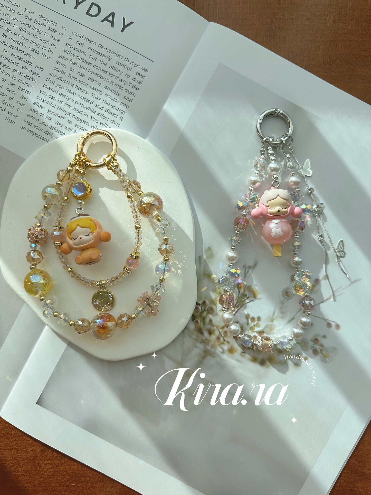 Pop Bean figure Beaded Phone Strap | Kira.ra Handmade Character Charm