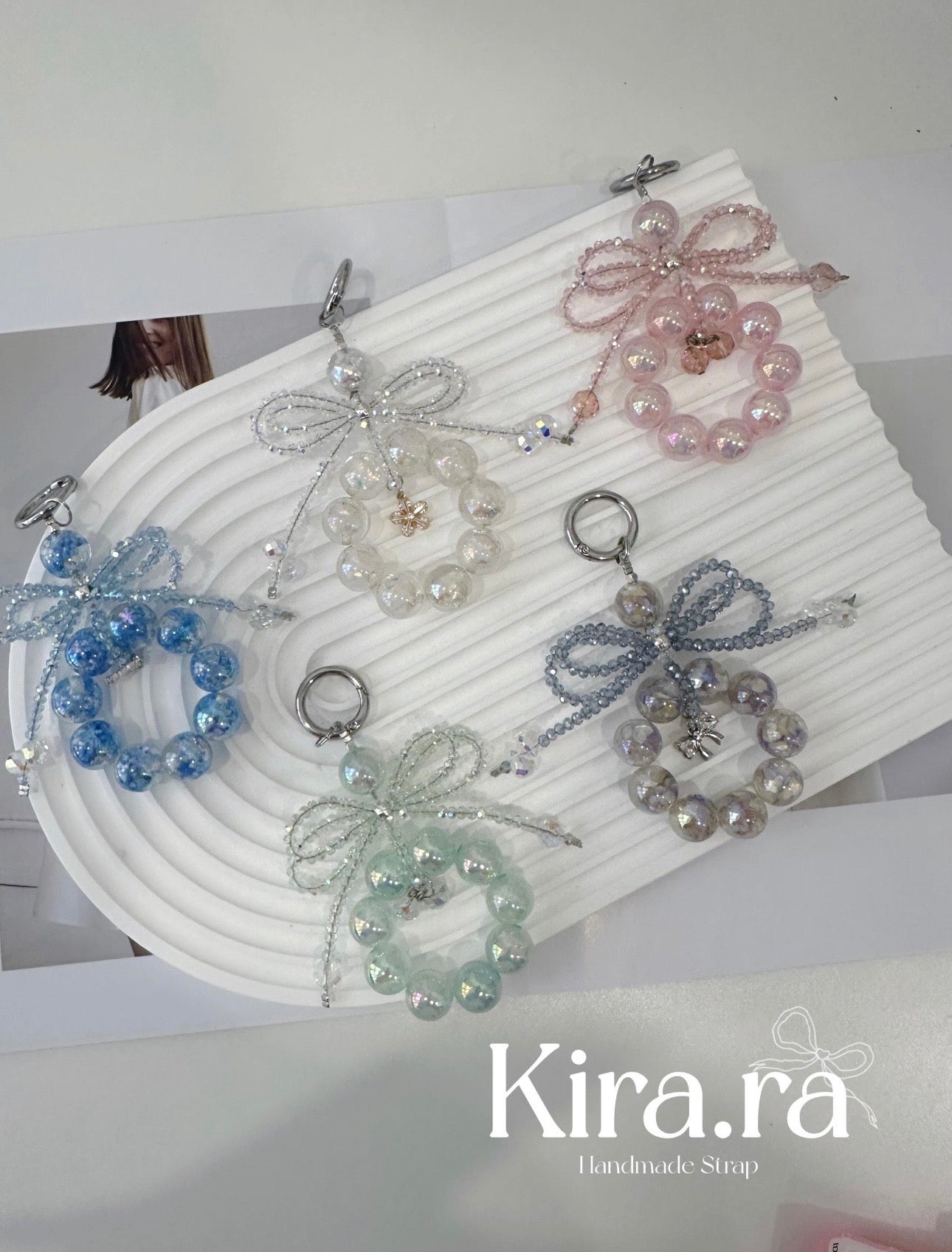 Handmade Beaded Phone Charm: Bow Cellphone Strap, Short Chain