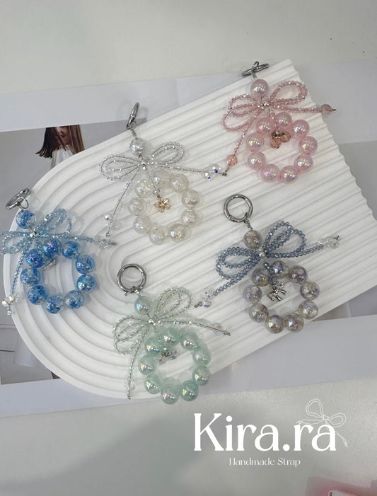 Handmade Beaded Phone Charm: Bow Cellphone Strap, Short Chain