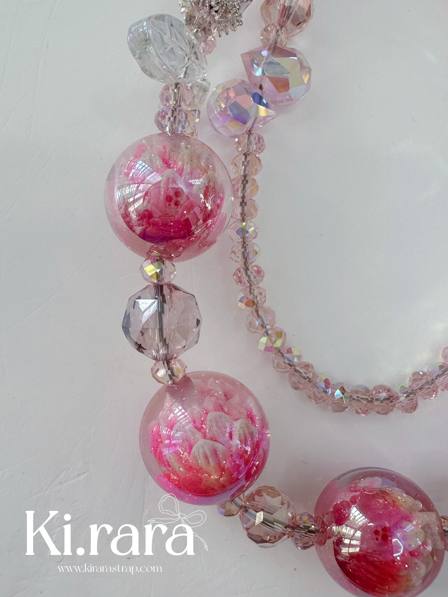 Pink Bloom Crystal Charm Strap