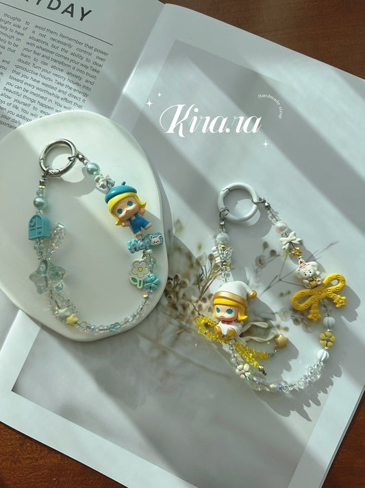 Pop Bean figure Beaded Phone Strap | Kira.ra Handmade Character Charm