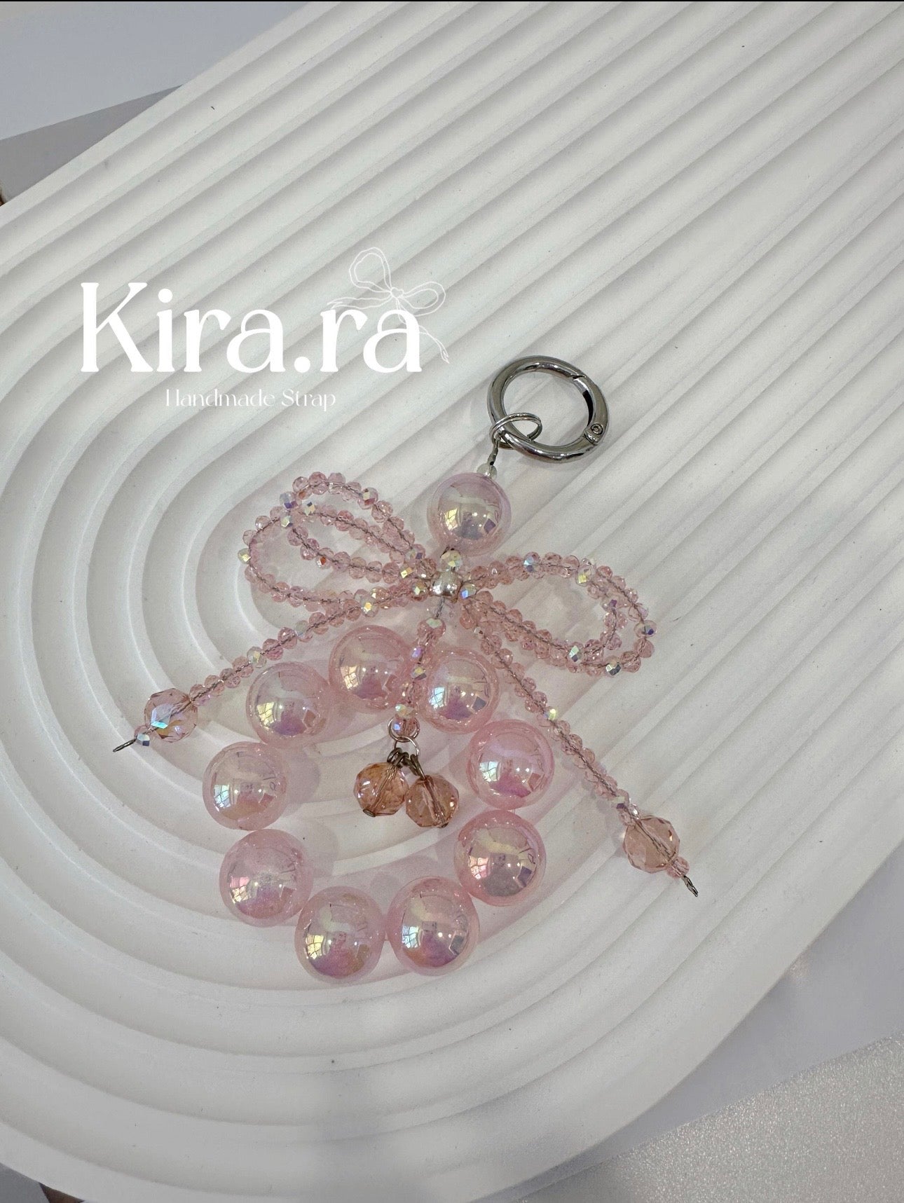 Handmade Beaded Phone Charm: Bow Cellphone Strap, Short Chain