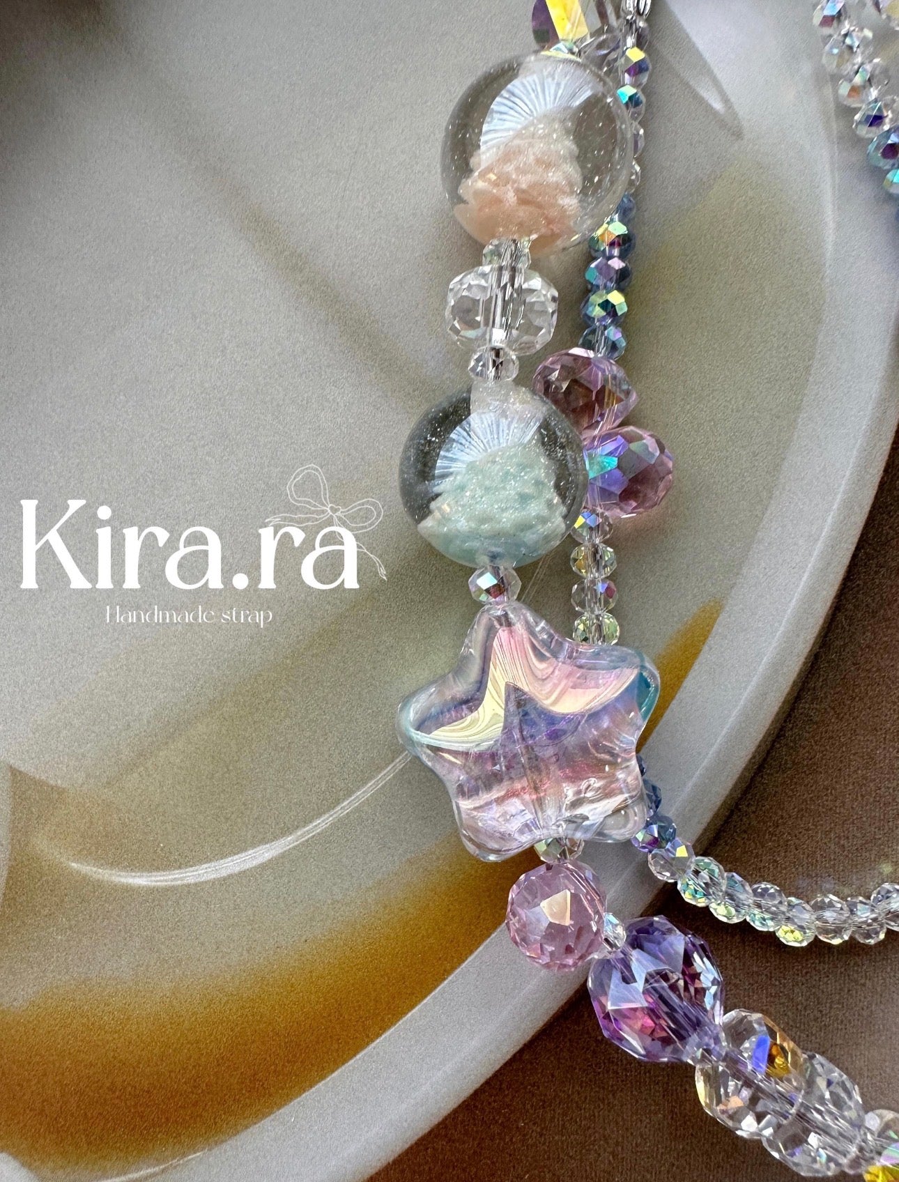 Christmas tree Pastel Crystal beads ｜Handmade Phone Strap｜Kira.ra