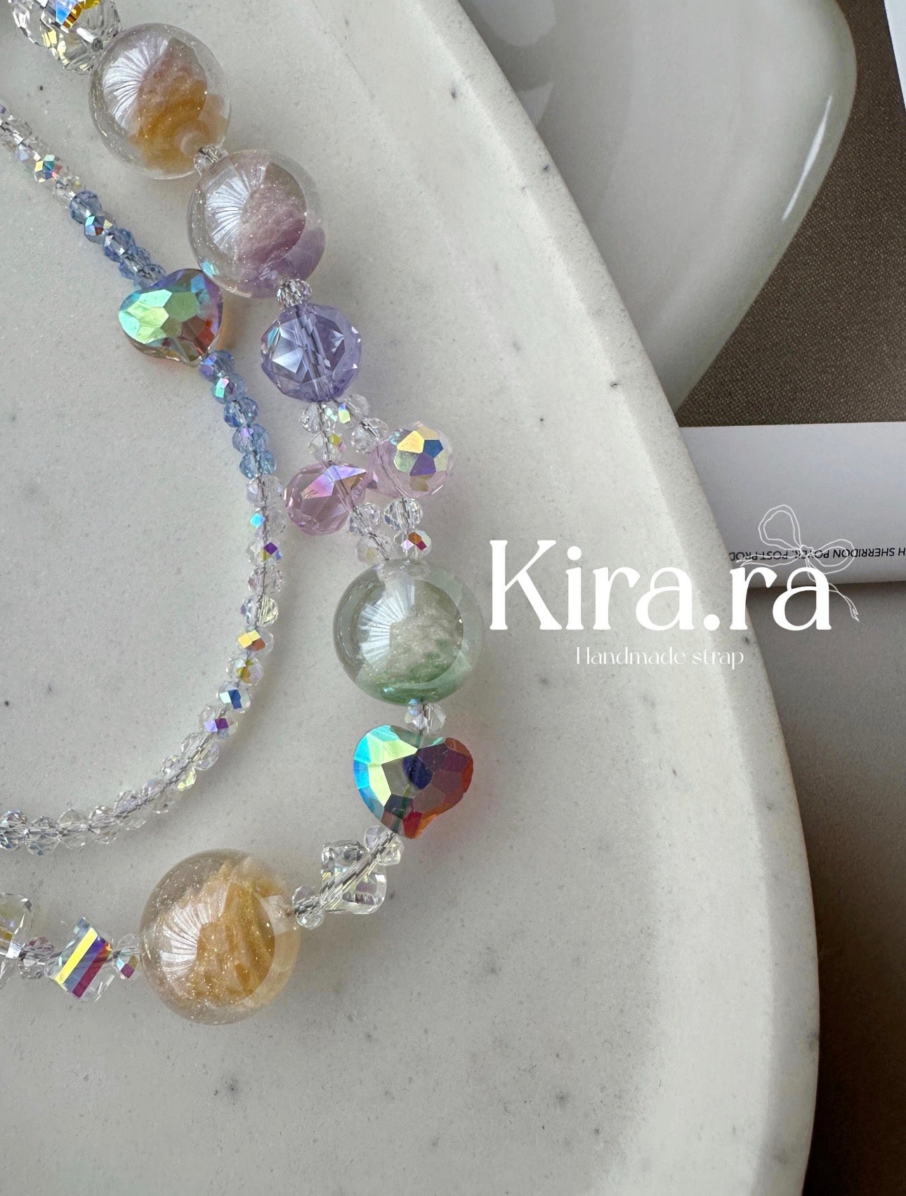 Christmas tree Pastel Crystal beads ｜Handmade Phone Strap｜Kira.ra