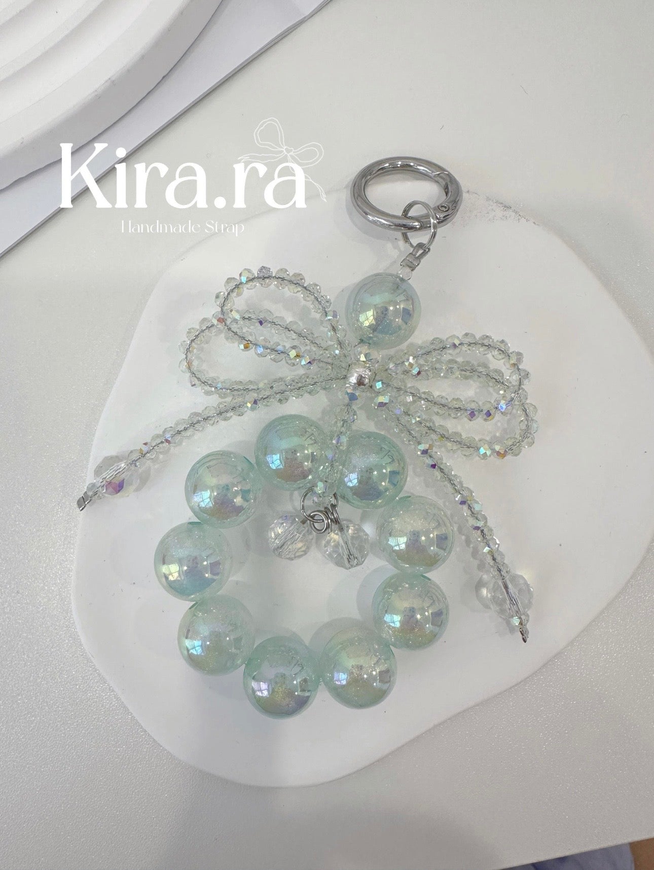 Handmade Beaded Phone Charm: Bow Cellphone Strap, Short Chain