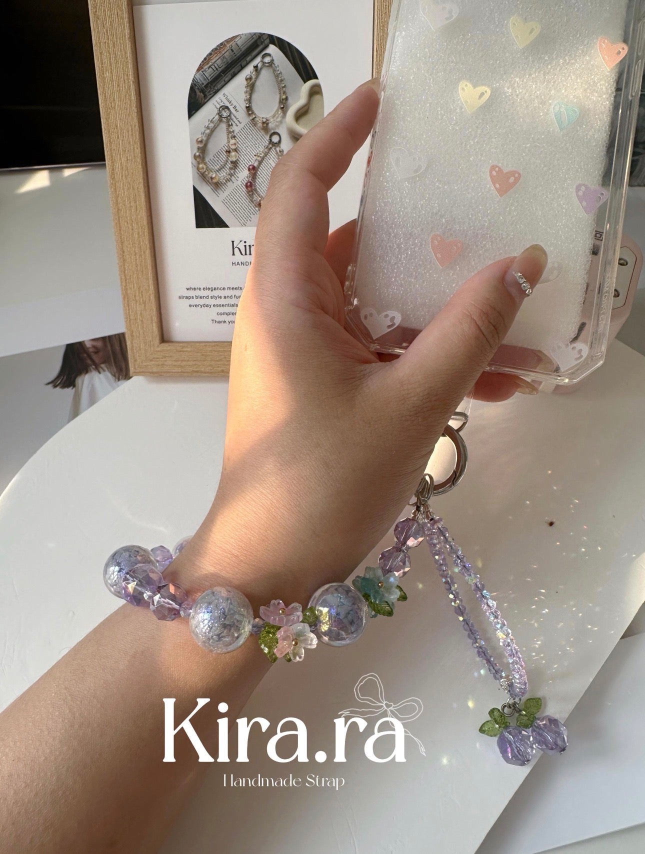 Blue Beaded Phone Charm｜Handmade Crystal Cellphone Strap｜Kira.ra