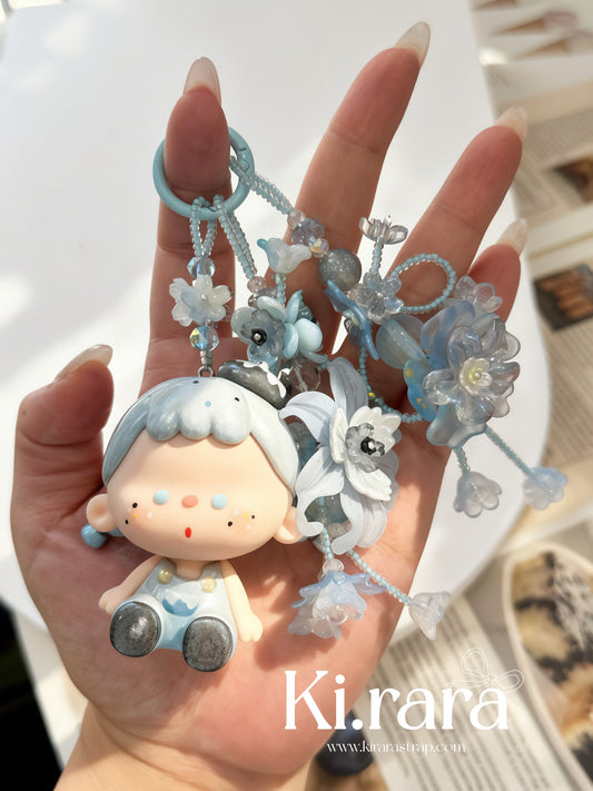 Wu-yo Figure Flower Keychain Charm — Handmade Beaded Bag Charm | Detachable Figure