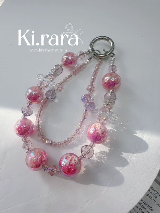 Pink Bloom Crystal Charm Strap