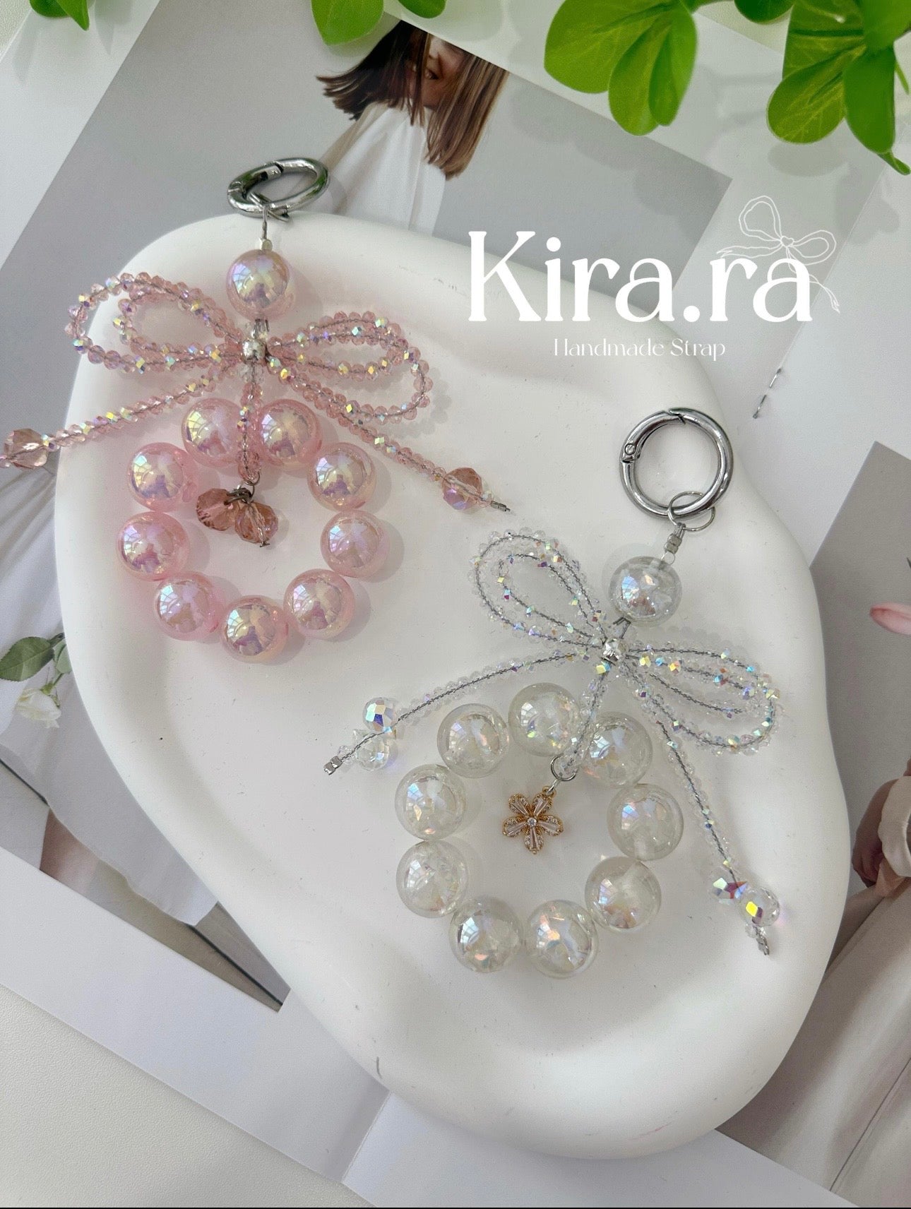 Handmade Beaded Phone Charm: Bow Cellphone Strap, Short Chain