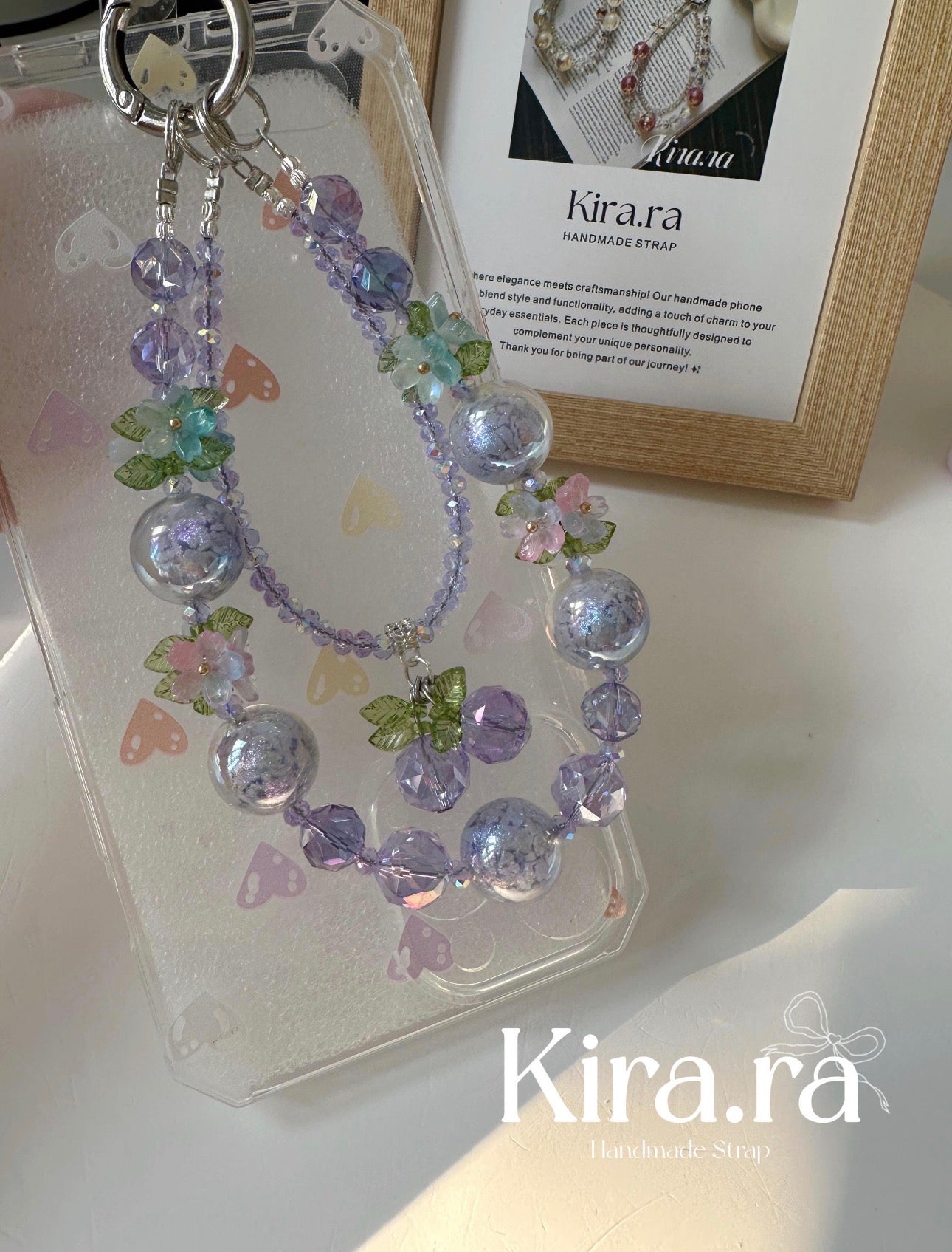 Blue Beaded Phone Charm｜Handmade Crystal Cellphone Strap｜Kira.ra
