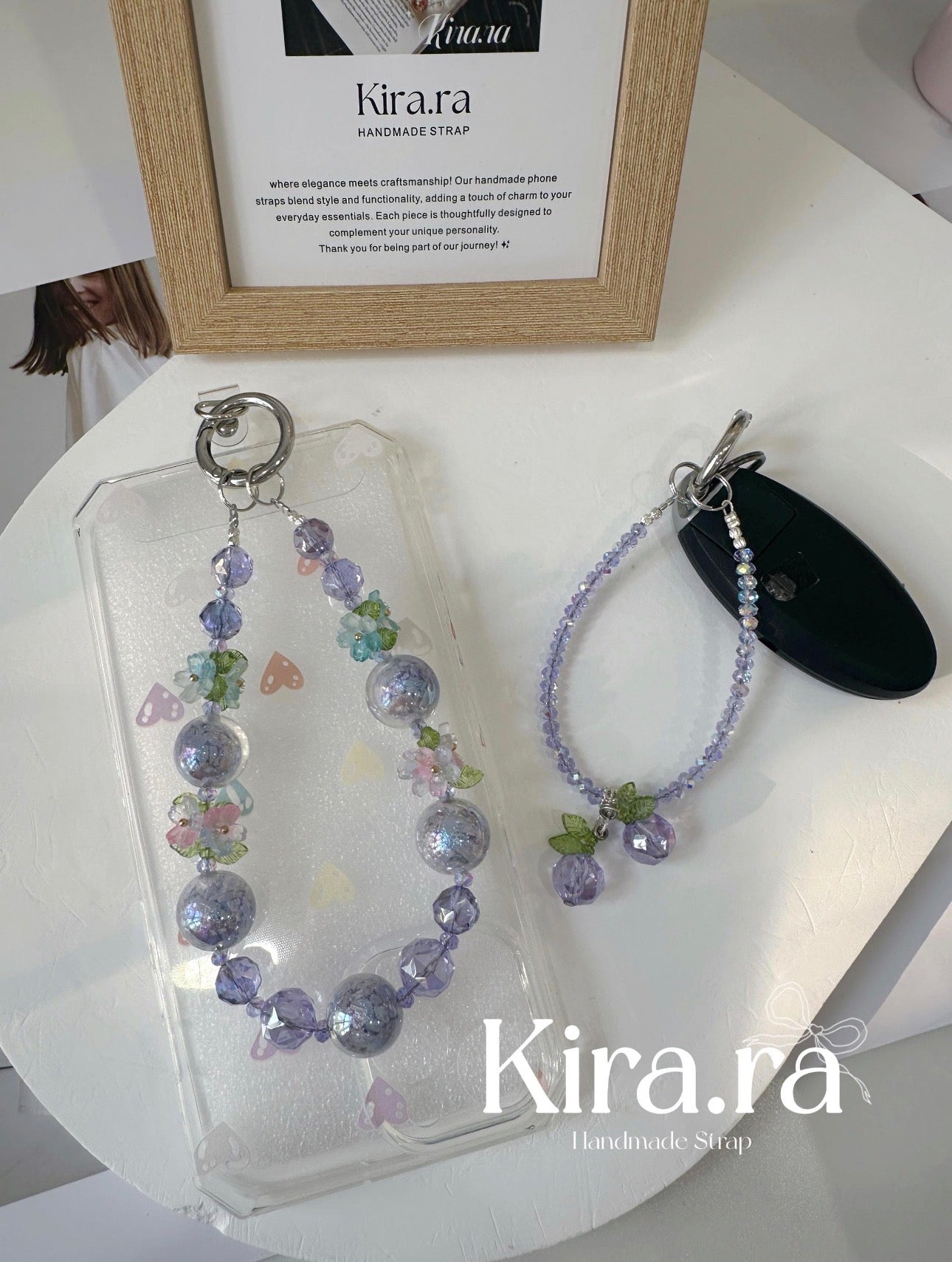 Blue Beaded Phone Charm｜Handmade Crystal Cellphone Strap｜Kira.ra