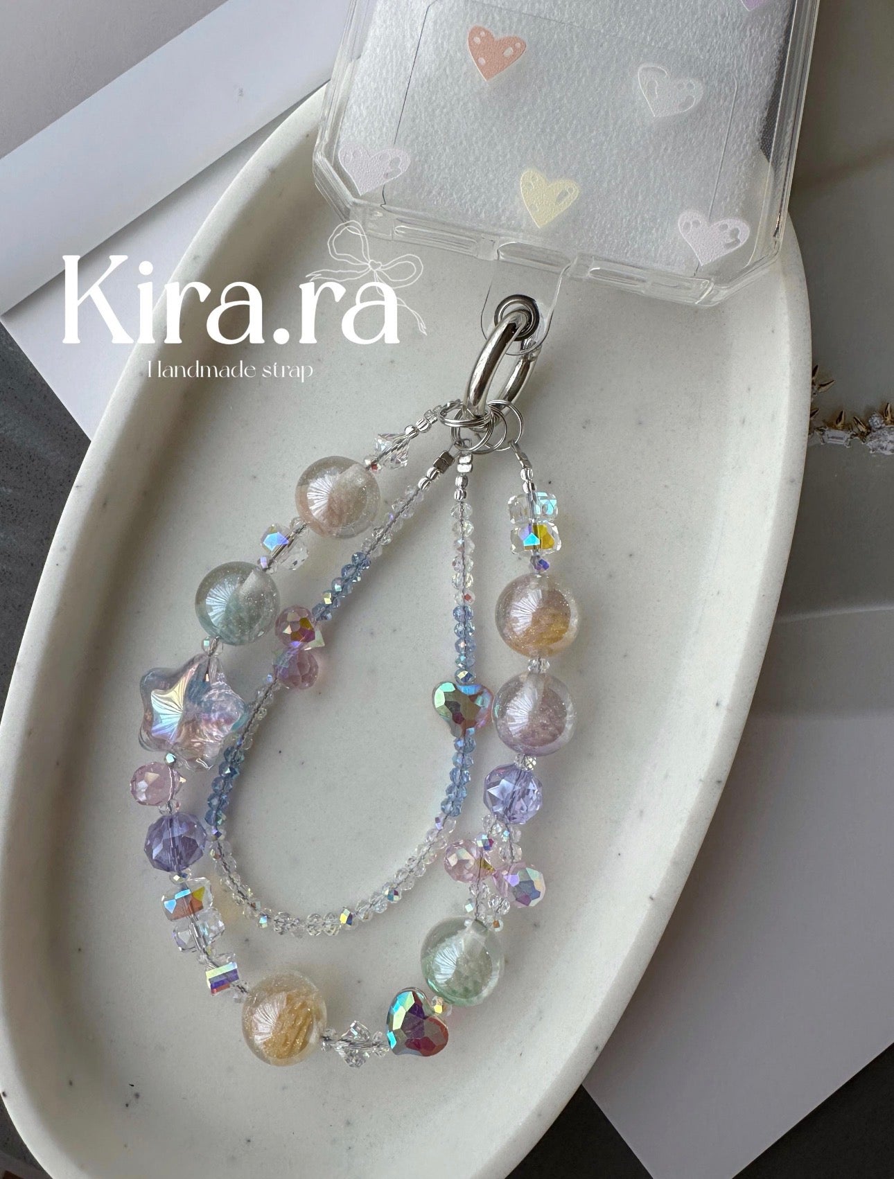Christmas tree Pastel Crystal beads ｜Handmade Phone Strap｜Kira.ra