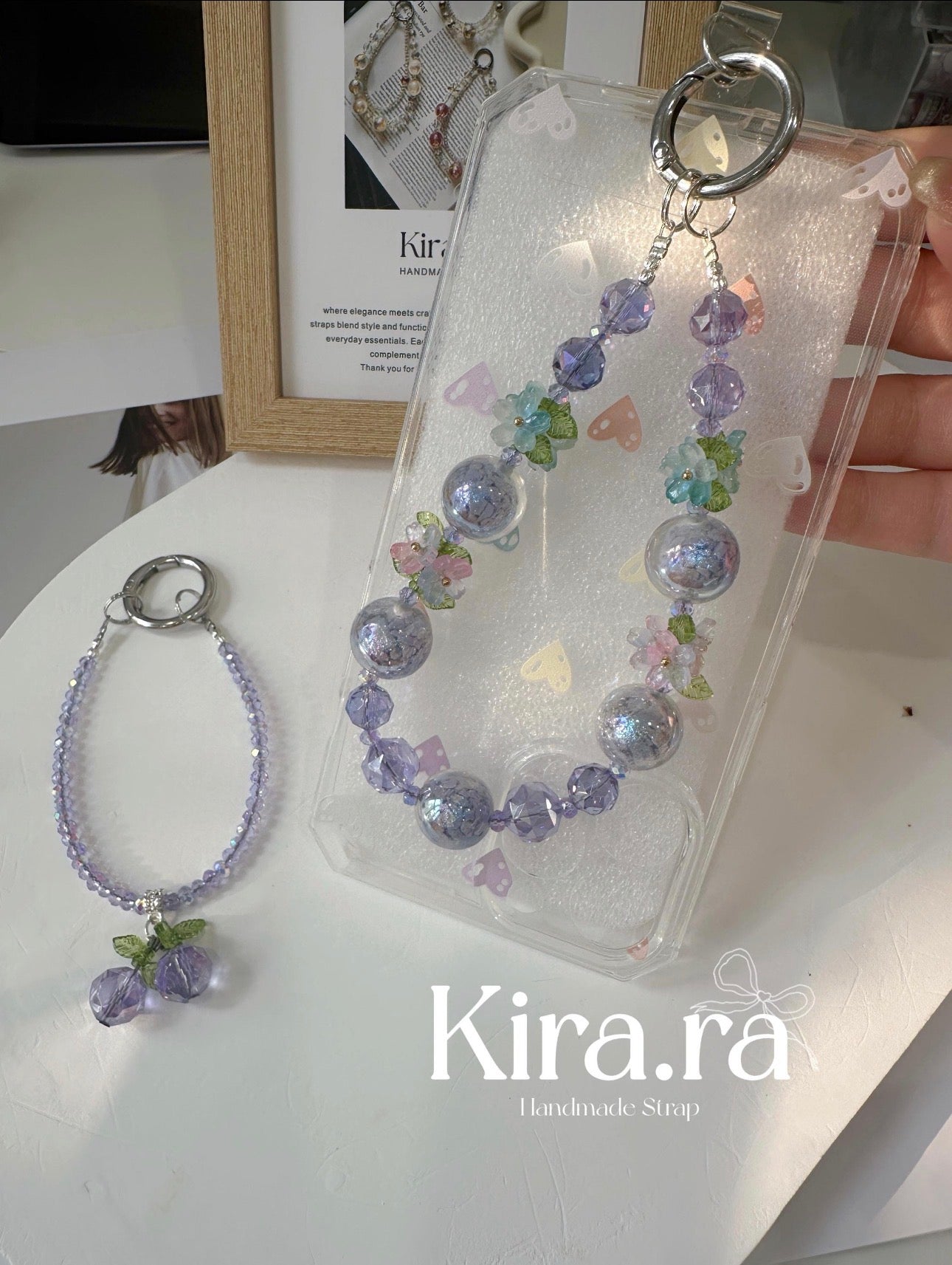 Blue Beaded Phone Charm｜Handmade Crystal Cellphone Strap｜Kira.ra
