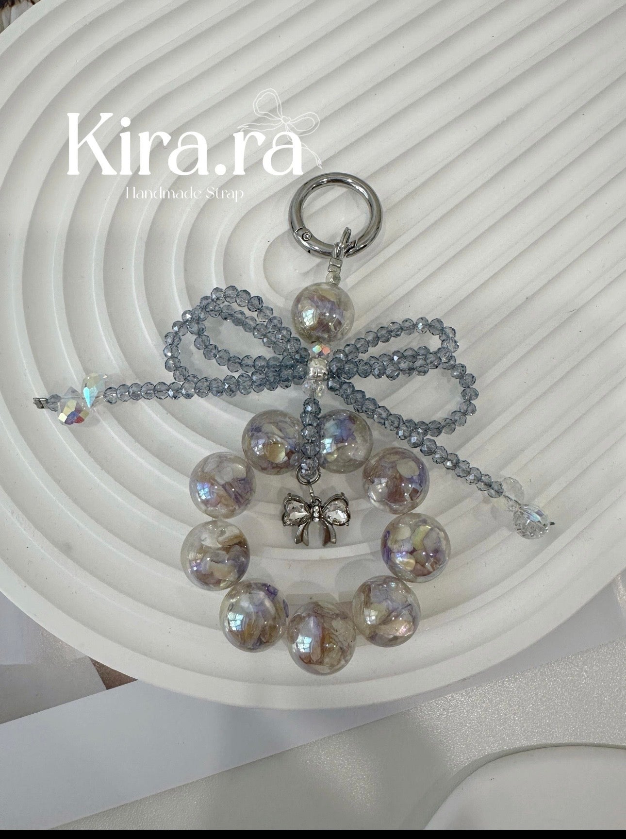 Handmade Beaded Phone Charm: Bow Cellphone Strap, Short Chain