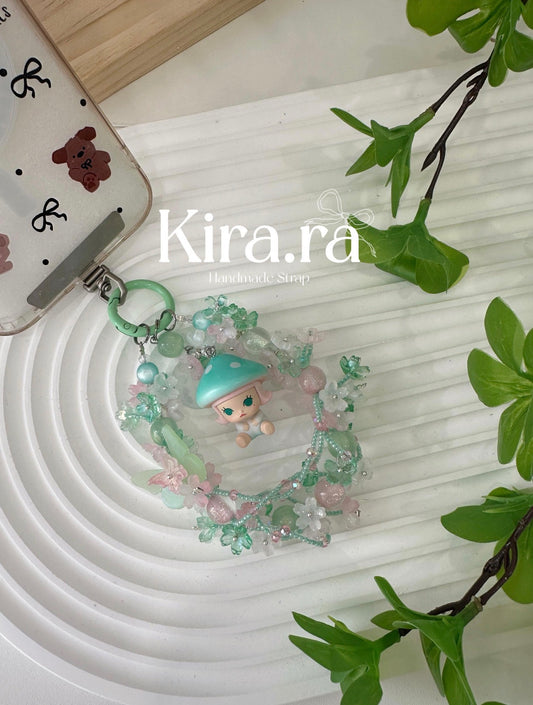 Handmade Mermaid Tail Phone Charm: Pastel Pearl Mo*ly Beaded Strap