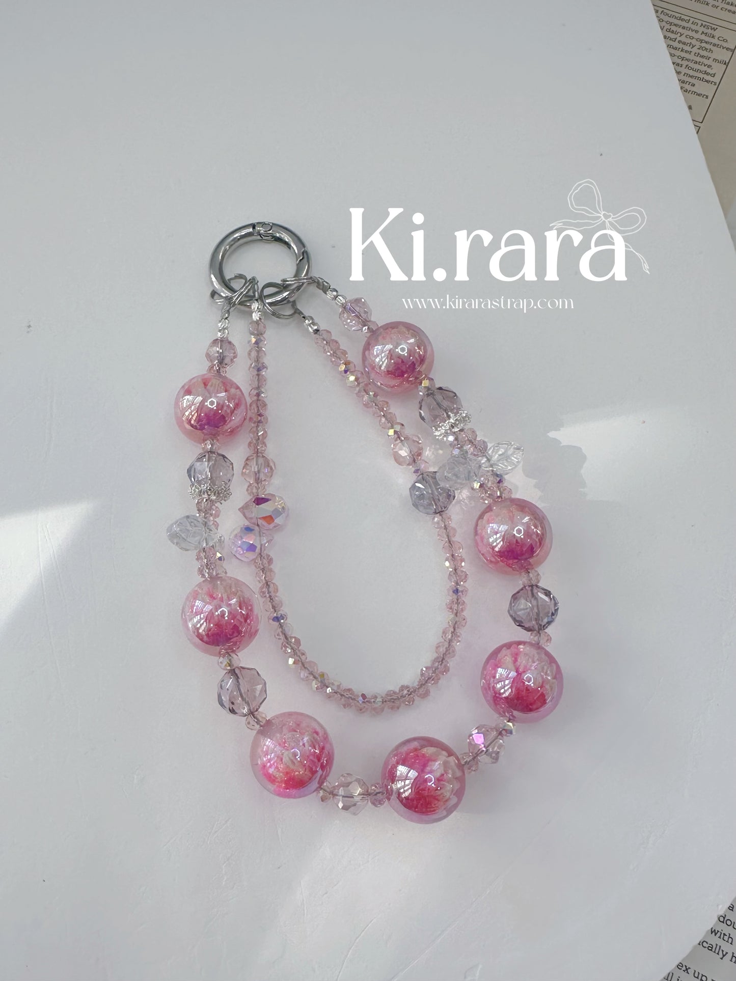 Pink Bloom Crystal Charm Strap