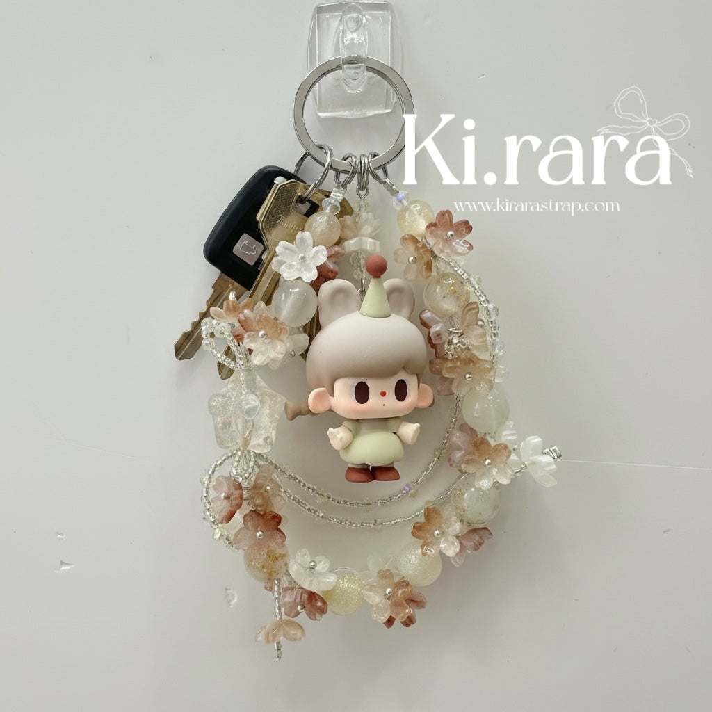 Tutubear Floral Wreath Bag Charm | Beaded Keychain | Kawaii Accessories